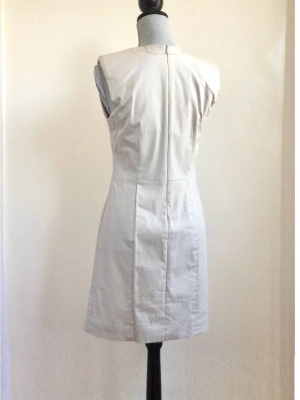 Vintage 2000s Hugo Boss Karna Deep V-Neck Sheath Dress US 8 Beige Officecore Y2K